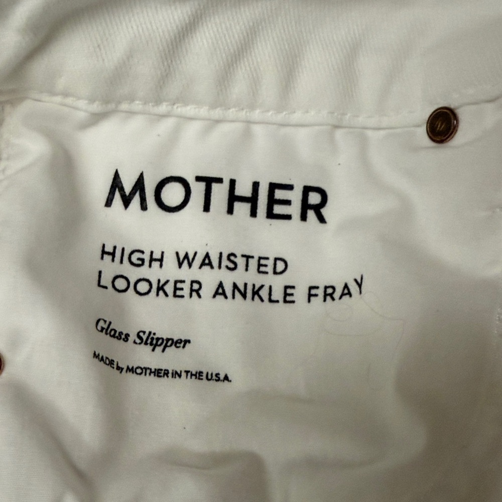 Mother High-Waisted Looker Ankle Fray White Jeans, Size 31 - Picture 8 of 15